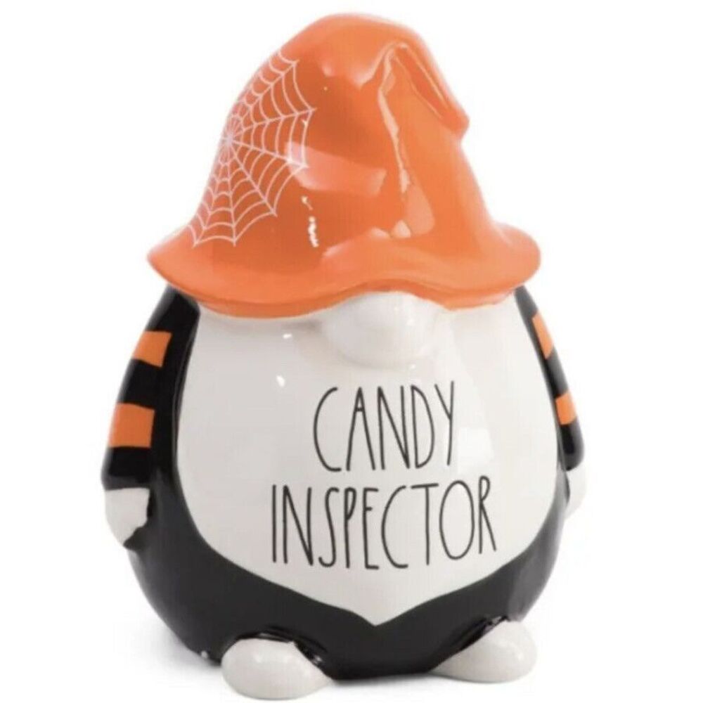 Rae Dunn "Candy Inspector" Ceramic Gnome Halloween Fall Tiered Decor 8.5" New